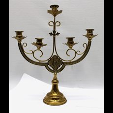 15" Brass 5 Light Candelabra w/ IHS Center SKU C911-038